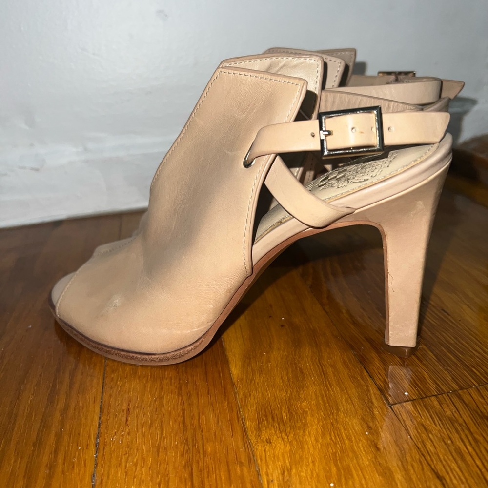Vince Camuto Tan Peep-Toe Heels